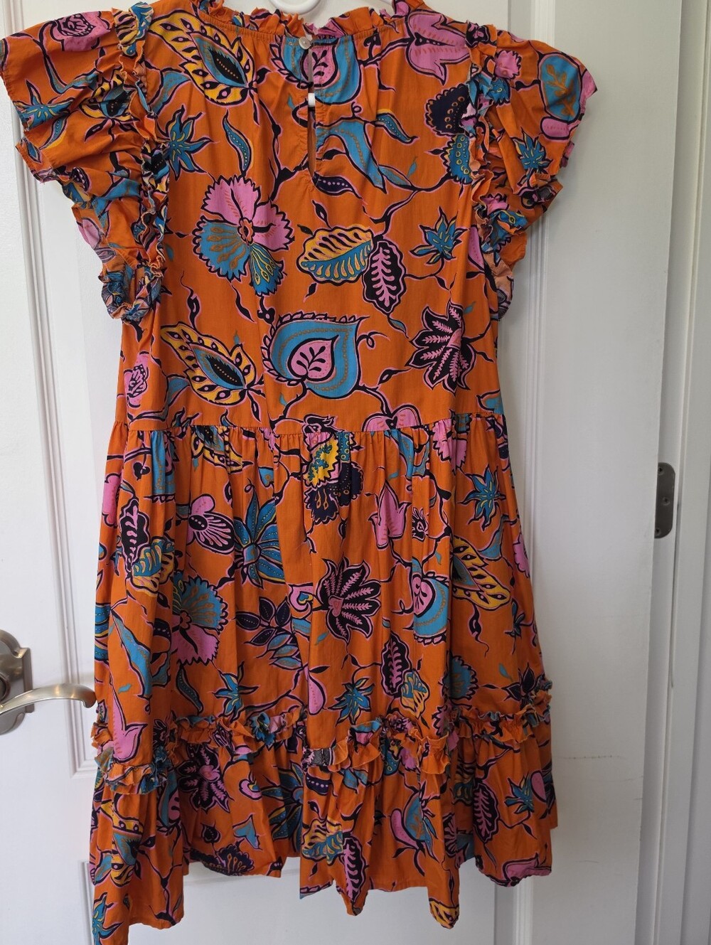 House Of Harlow 1960 Orange Floral Tiered Boho Mini Dress - Picture 10 of 11